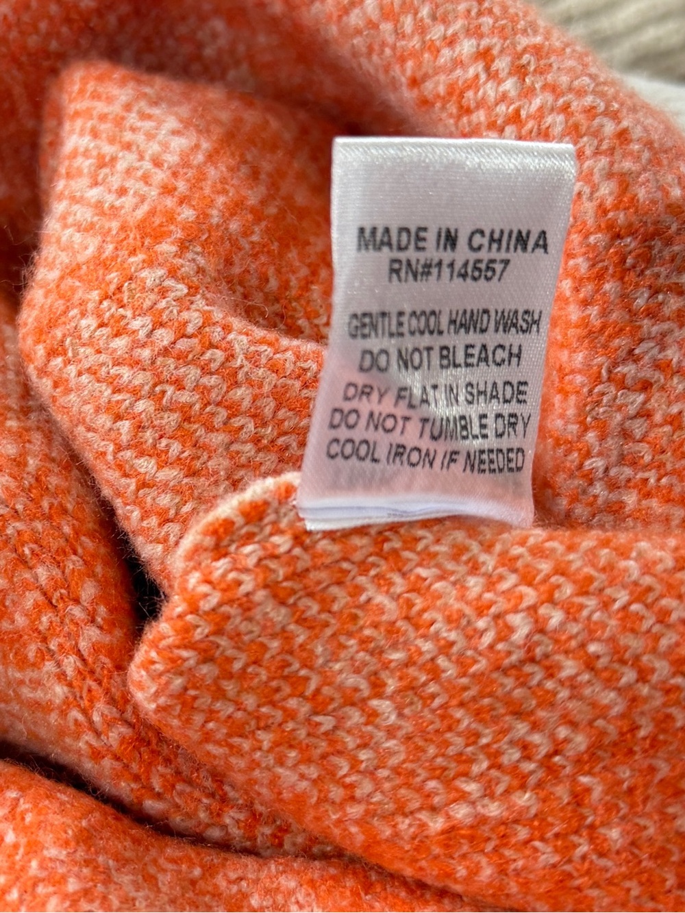 Abstract Statement Sweater Size L Orange Tan Artsy Fall Modern Boutique Style - Picture 9 of 9